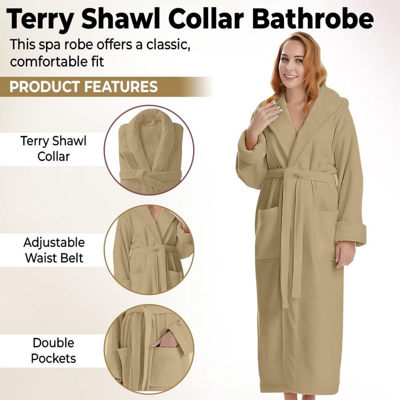 KAHAF COLLECTION Cotton Terry Robes for Women and Men, Terry Shawl Collar Bathrobe, ONE SIZE - UNISEX Men & Women Spa Robe - Image 4